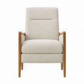 Bouclé Fabric Upholstered Oak Wood Lounge Chair Beige 31.5in x 29.5in x 33.5in