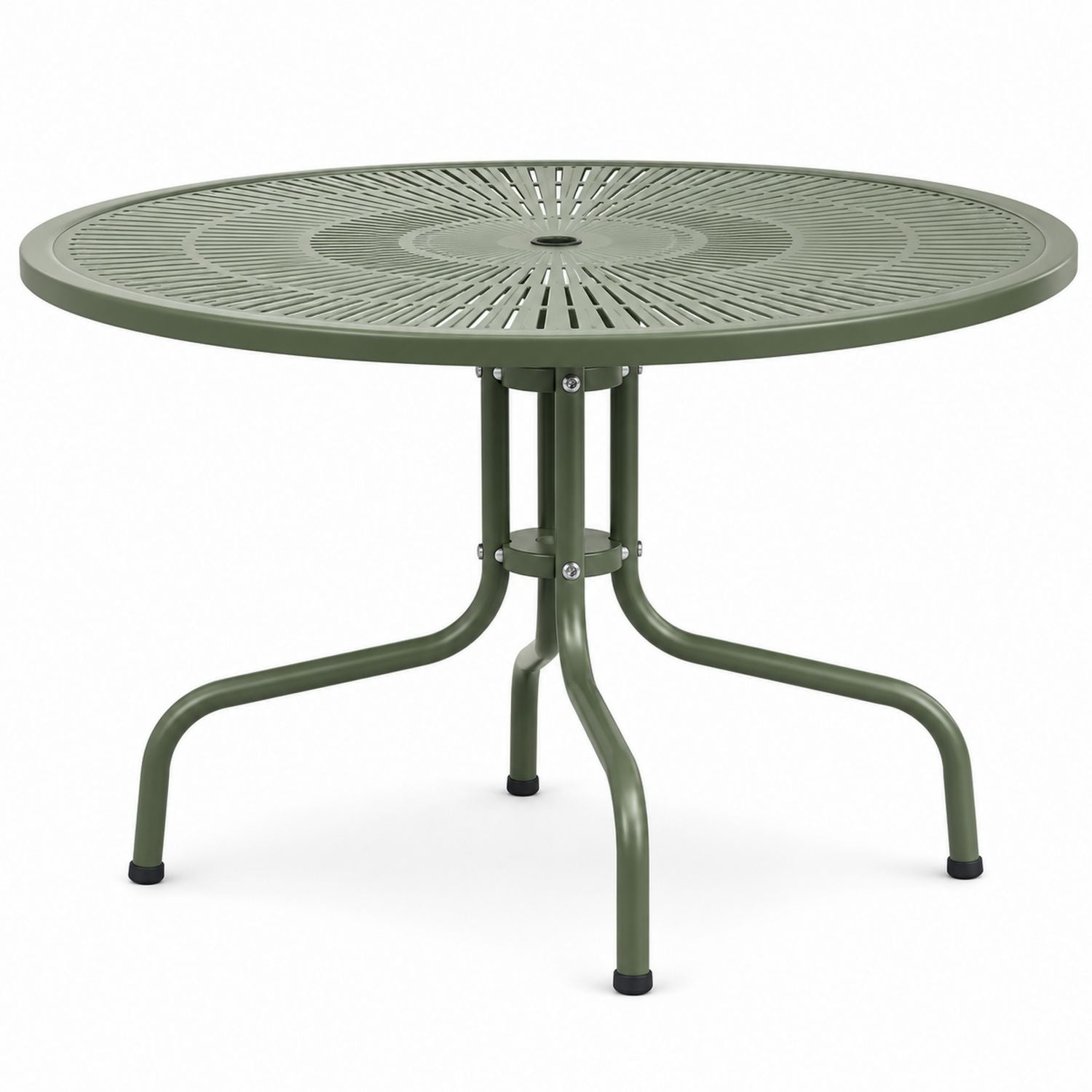 Round Metal Outdoor Dining Table Green Diameter 100cm