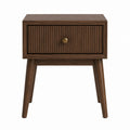 Walnut Wood Nightstand with Single Drawer