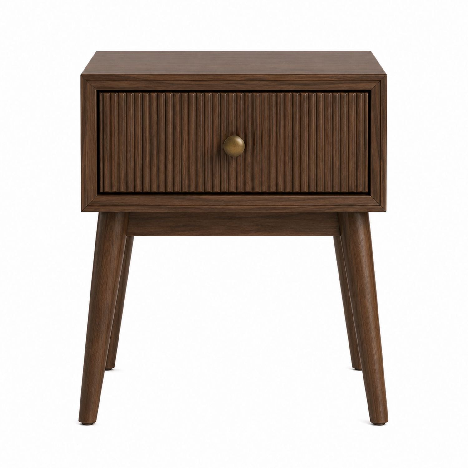 Walnut Wood Nightstand with Single Drawer
