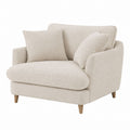 Beige Boucle Armchair with Wooden Legs