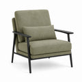 Olive Upholstered Armchair with Metal Frame