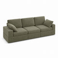 Olive Green Three-Seat Fabric Sofa 220cm