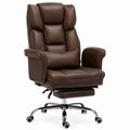 Brown PU Leather Reclining Office Chair with Adjustable Footrest