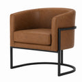 Faux Leather Armchair with Metal Frame