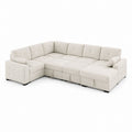 Beige Fabric Sectional Sofa with Storage