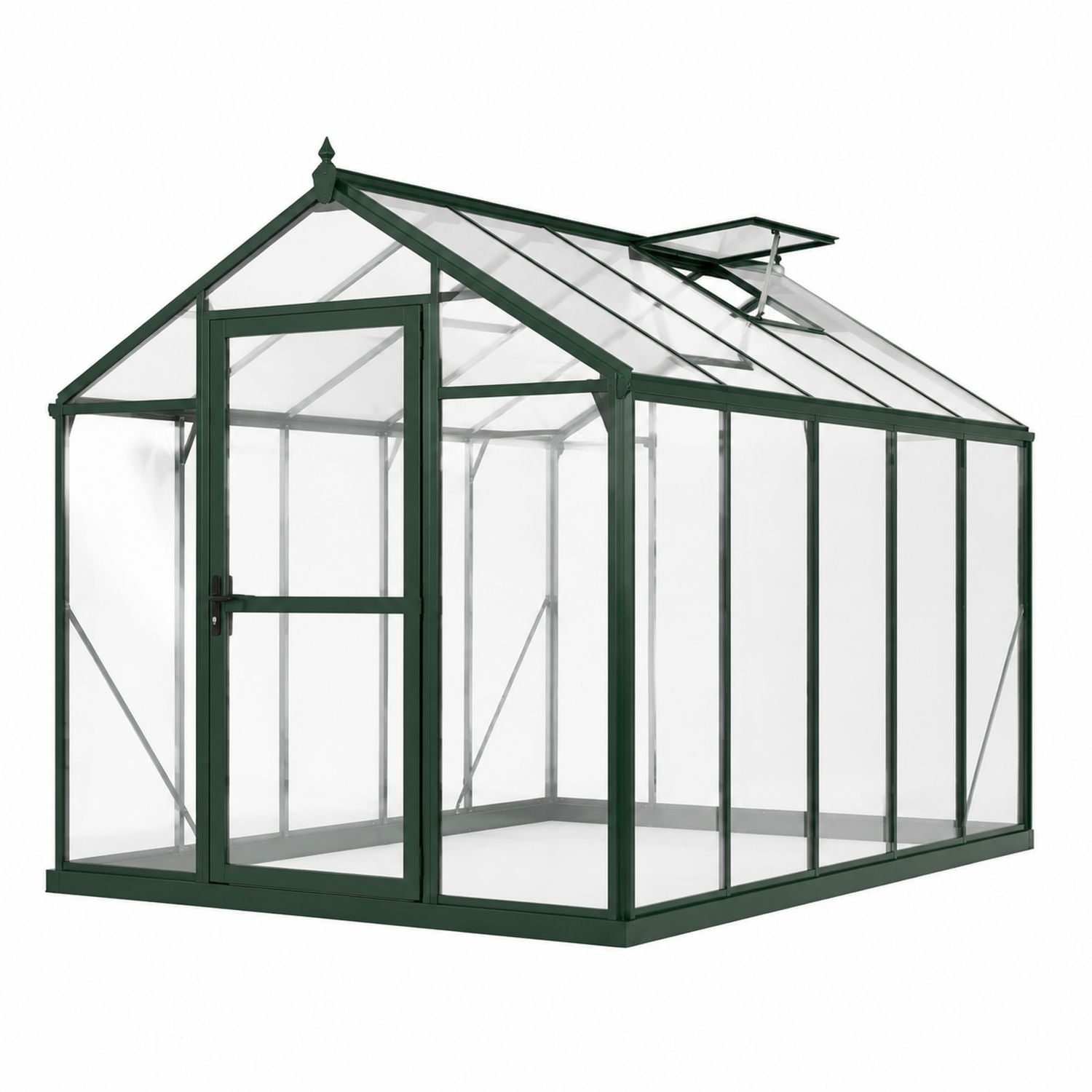 Polycarbonate Greenhouse with Aluminum Frame in Green 8.2ft x 6.2ft x 6.5ft