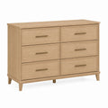 Wood 6-Drawer Dresser Oak Finish 47.2in x 31.5in x 15.7in