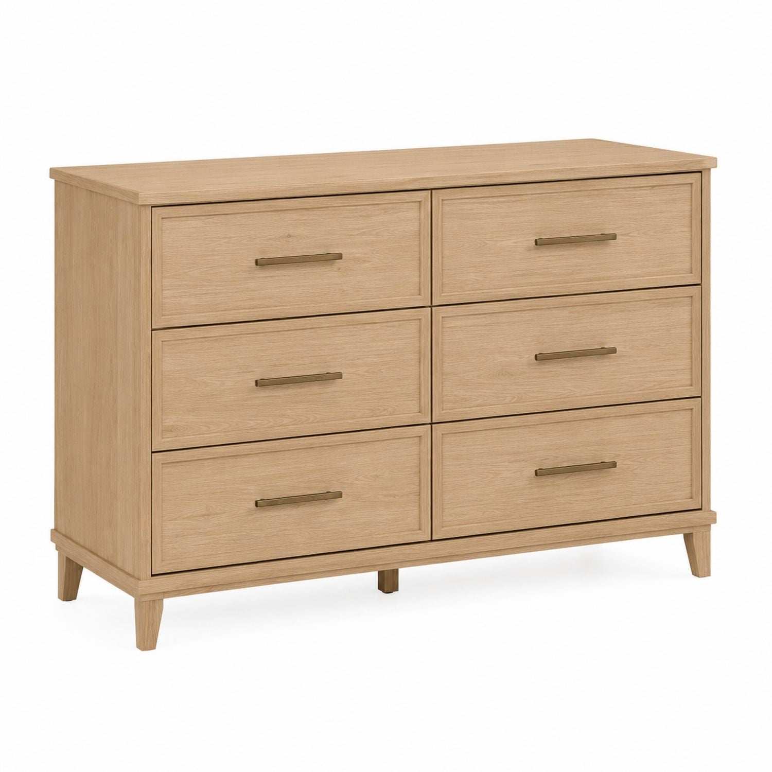 Wood 6-Drawer Dresser Oak Finish 47.2in x 31.5in x 15.7in