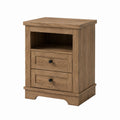 Oak Nightstand with 2 Drawers and Open Shelf 24x18x16 inches