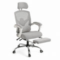 Ergonomic Office Chair with Mesh Backrest and Polyester Fabric in Gray