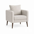 Polyester Fabric Armchair Light Gray with Wooden Legs