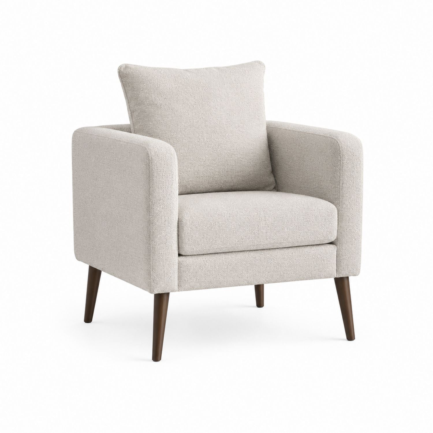 Polyester Fabric Armchair Light Gray with Wooden Legs