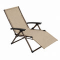 Outdoor Folding Recliner Chair Steel Frame Beige Textilene Adjustable