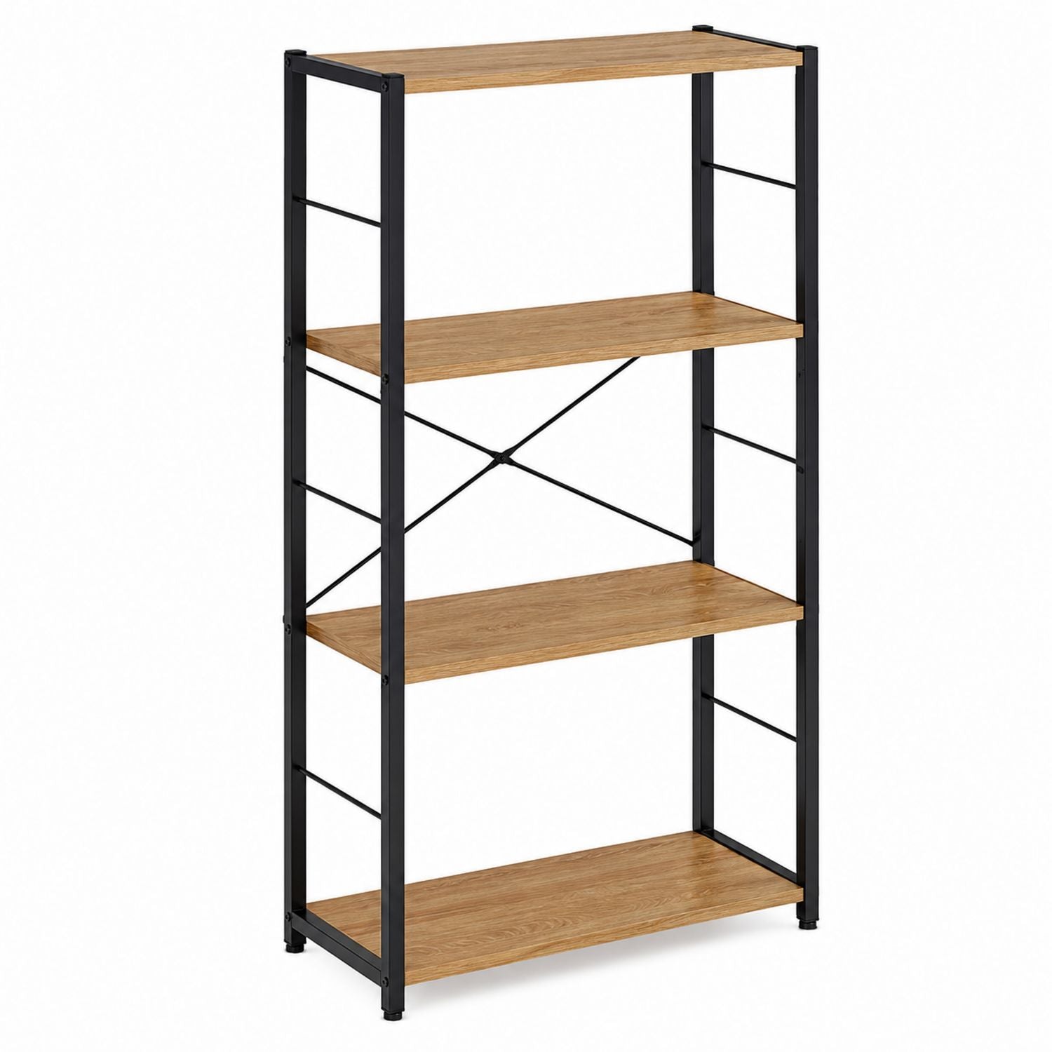 4-Tier Metal Frame Bookshelf with Particleboard Shelves 60x30x120 cm