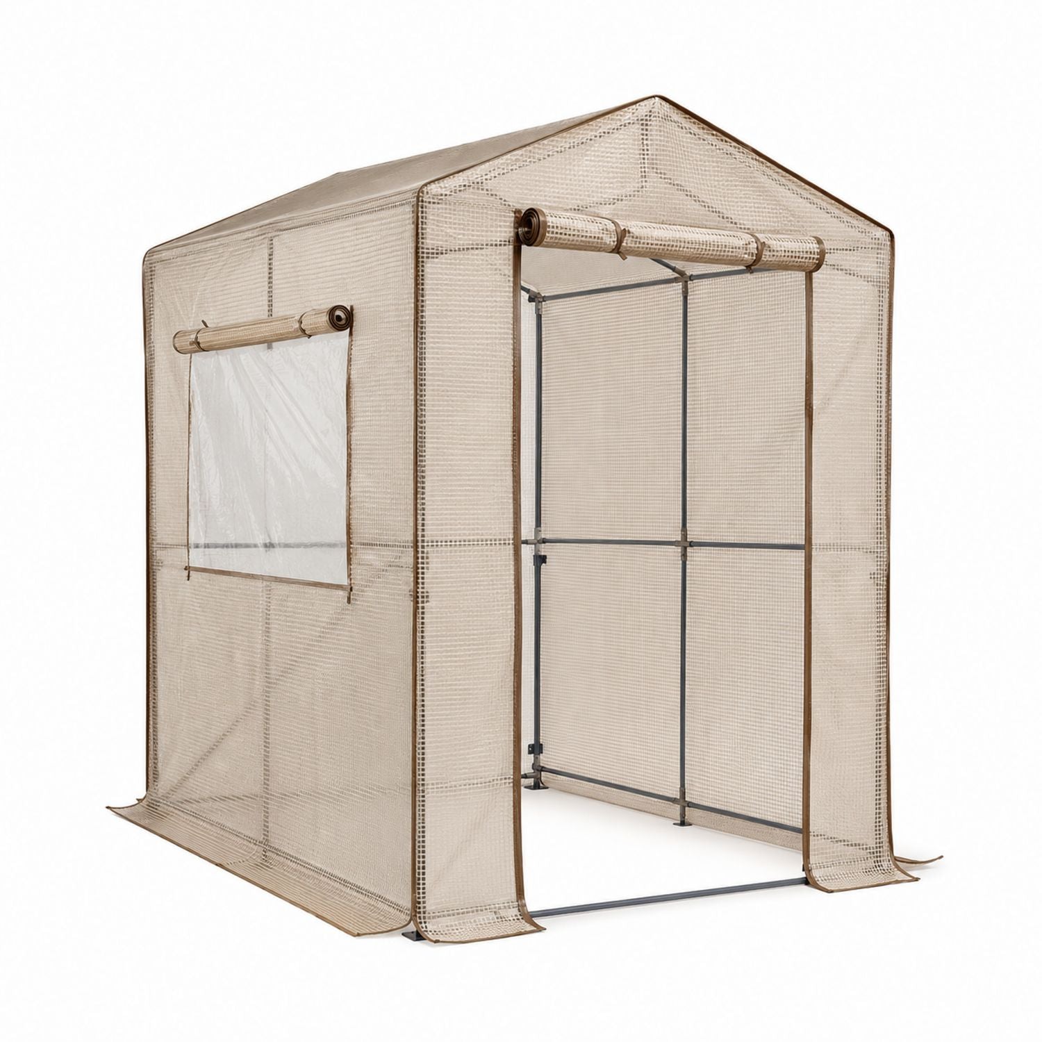 Walk-In Greenhouse Polyethylene Cover Steel Frame 190x120x190 cm Beige