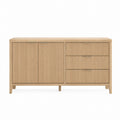Oak Sideboard Buffet with 2 Doors and 3 Drawers Natural Oak Finish 150cm x 45cm x 85cm