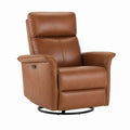 Recliner Chair Brown Leather with Swivel Function