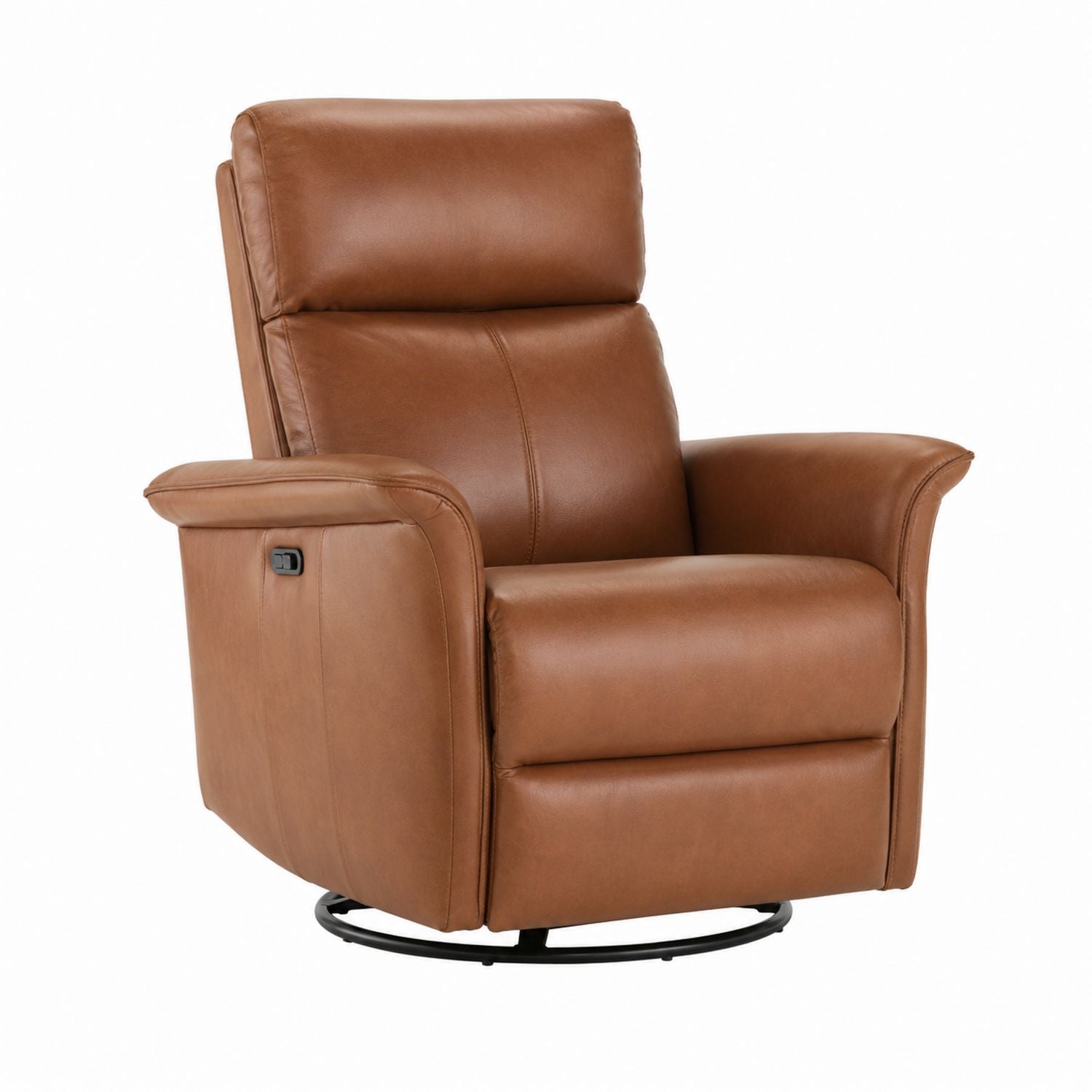 Recliner Chair Brown Leather with Swivel Function