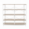 5-Tier Particleboard and Steel Open Bookcase with Natural Finish