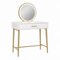 White MDF Vanity with LED Mirror and Metal Legs