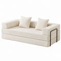 Beige Bouclé Fabric Sofa with Cushions, 210cm L x 95cm W x 85cm H