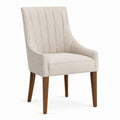 Upholstered Dining Chair with Solid Wood Legs Beige