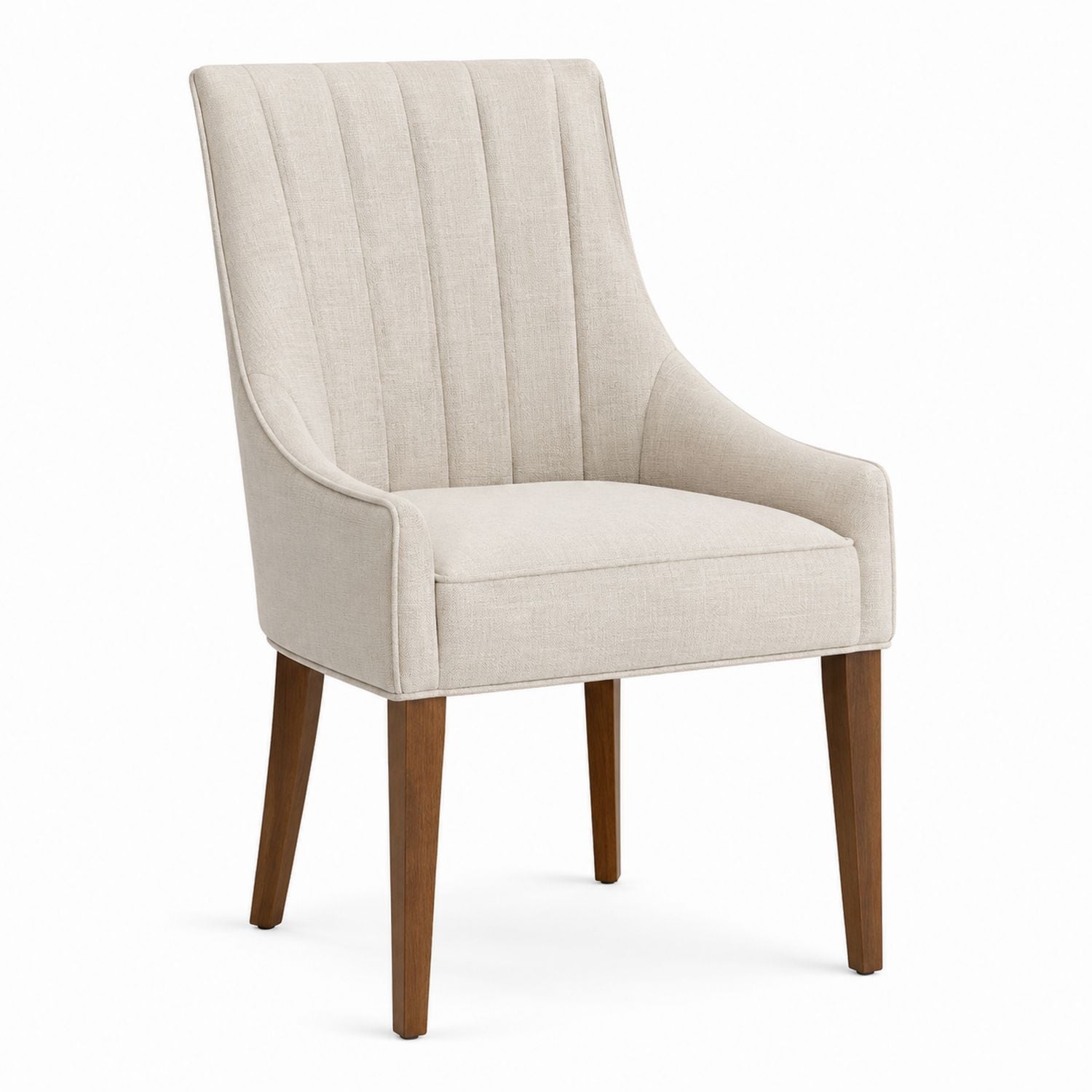 Upholstered Dining Chair with Solid Wood Legs Beige