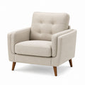 Linen Armchair Solid Wood Frame Beige 75cm Height 85cm Width 80cm Depth