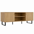 Oak Veneer TV Stand with Black Metal Legs 150cm